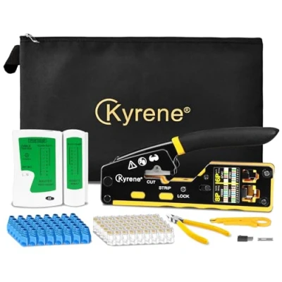 Image of Kyrene Pass Through RJ45 Crimp Tool Kit, Ethernet Crimper Cat5 Cat5e Cat6 Crimping K 01