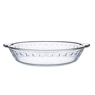 Image of NUTRIUPS 9.5 inch Pie Dishes, 25cm Glass Flan Dish, Round Bake Plate with Handle, Serving Baking Dish High Heat Resistance, Tins Pie, Tart,