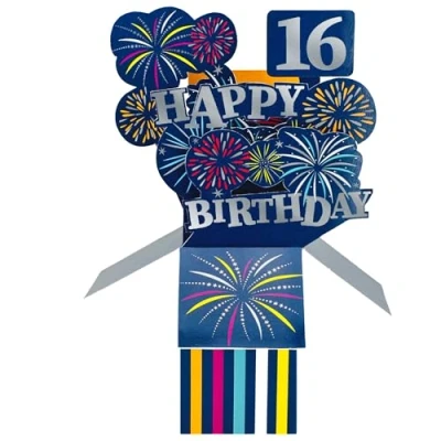 Image of Clever Cube 16th Birthday for Him Pop Up Greeting Card CU028.A