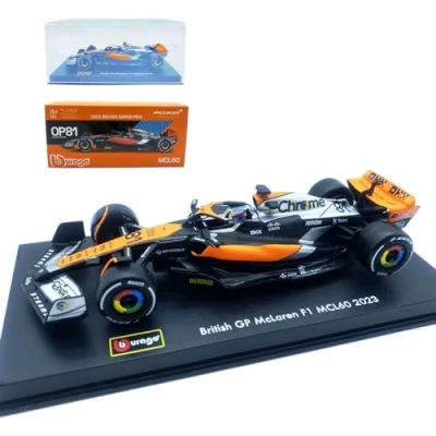 Image of HTLNUZD Bburago 1:43 2023 British GP F1 MCL60#81 Oscar Alloy Racing Car 1/43 Formula One Die Cast Adult Collection Vehicles Model (Special Edition)