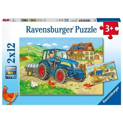 Image of Ravensburger Hard at Work Jigsaw Puzzles for Kids Age 3 Years Up Toddler Toys 2x 24 Pieces, Green
