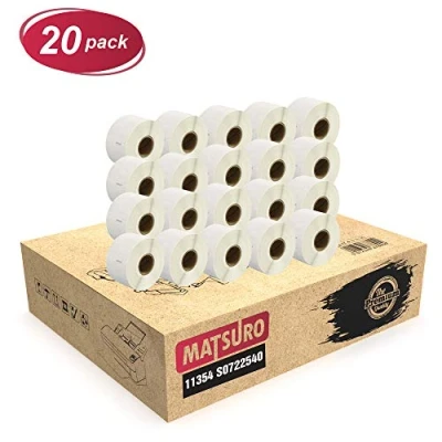 Image of Matsuro Original Compatible Label Rolls Replacement for DYMO 11354 S0722540 (57 mm x 32 1000 Labels per Roll 20 Pack)