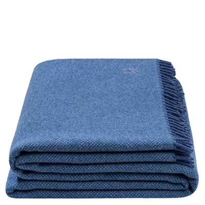 Image of Zoeppritz since 1828 Must Relax Blanket Pure Virgin Wool Plaid with Fringes 130 x 190 cm 545 Denim