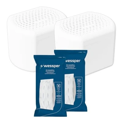 Image of 2 x Wessper Moisture Killer, Dehumidifier Stopper with Refill Bag Granules, Room Dehumidifier, Refillable, Reduces Mould and Odours (White) WES101