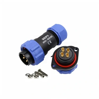 Image of HangTon SP21 4 Pin Connector Waterproof Aviation Circular 30A Cable Plug Panel Screw Mount Socket for Outdoor Power Light Application