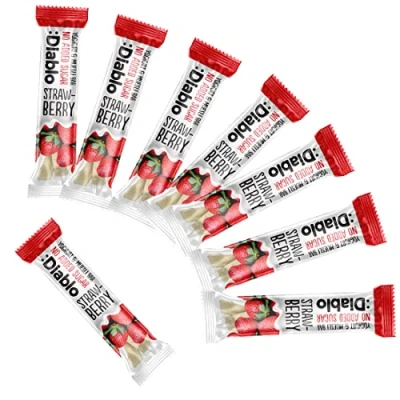 Image of Diablo Yoghurt &amp; Muesli Bar Strawberry No Added Sugar Sweetened with Maltitol Breakfast Bars Diabetic Friendly Hamper Available Perfect for Gifting 1 30g (Pack Of 8)