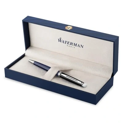 Image of Waterman Hémisphère Ballpoint Pen Black &amp; Blue Lacquer with Palladium Coated Trim Medium Point Ink Gift Box