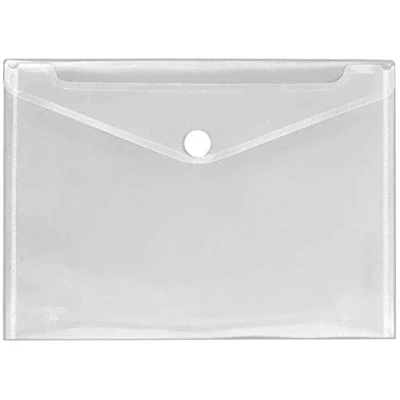 Image of 5 x A5 Plastic Wallets Clear Popper Wallet Envelope Folders Transparent School Document Folder Press Stud Office Files Button Closure (A5 Clear)