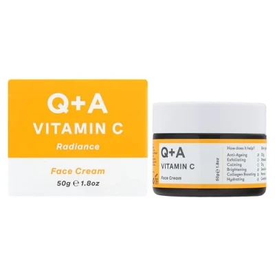 Image of Q+A Vitamin C Radiance Cream Hydrating, Anti Ageing Face with Collagen Boosting C, Elasticity Enhancing Centella Asiatica &amp; Antioxidant Rich Tropical Fruit for Glowing Skin, 50g
