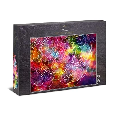 Image of Ulmer Puzzleschmiede, Colourful Mandala Puzzle, Classic 1000 Piece as a Puzzle with Fine Geometric Lines Pattern, Effective for Adults