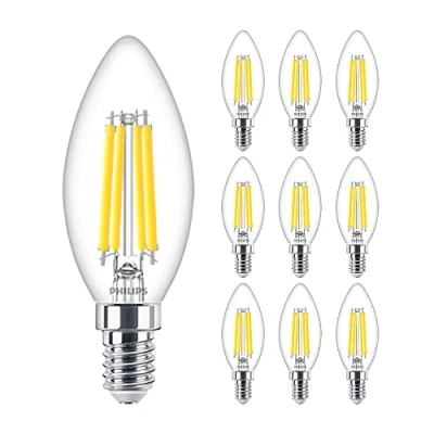 Image of Philips Master Value LED 3.4W (40W Replacement) B35 Candle, Dimmable,E14 SES Small Edison Screw, 2700k Warm White, 470 Lumen, 15000 Hours, Clear Lamp (1)