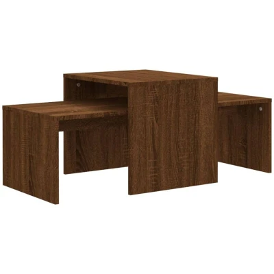 Image of vidaXL Coffee Table Set Brown Oak 100x48x40 cm Engineered Wood
