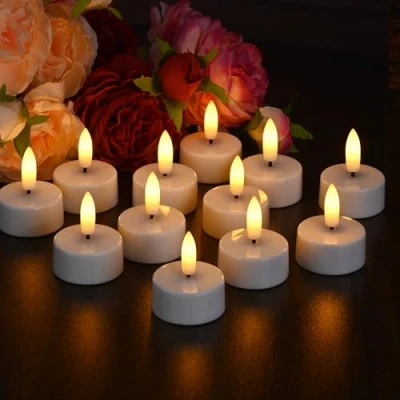 Image of EXTSUD 12 Pack Flameless Led Tea Lights Candles with Timer, Battery Operated for Home Decor, Christmas, Wedding, Blanc