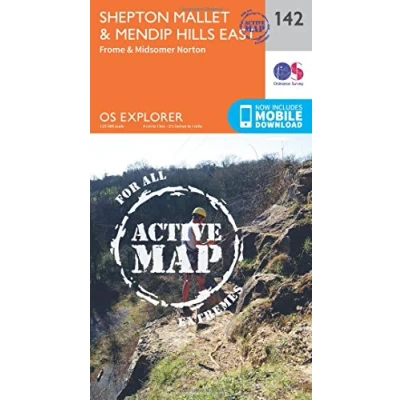 Image of Shepton Mallet &amp; Mendip Hills East Map Weatherproof Frome Midsomer Norton Ordnance Survey OS Explorer Active 142 England Walks Hiking Maps Adventure