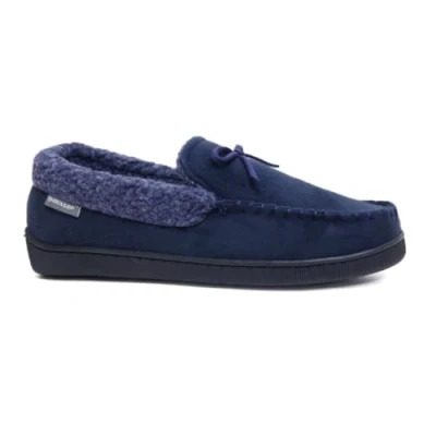 Image of DUNLOP Mens Slippers New Moccasins Faux Sheepskin Fur Cosy with Memory Foam Indoor Outdoor (Navy, UK Footwear Size System, Adult, Men, Numeric, Medium, 12)