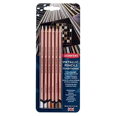 Image of Derwent Metallic Pencil Traditional (6) Blister Multicoloured, One Size, 2305600