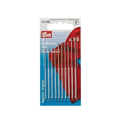 Image of Prym Darning Needles Long HT 1 5 Silver col Assorted with Gold Eye