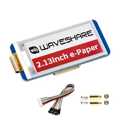Image of waveshare 2.13inch e Ink Display HAT for Raspberry Pi 4B/3B+/3B/2B/Zero/Zero W/WH,Jetson Nano 212x104 Resolution Red Black White eink Paper B,SPI Interface,Full Refresh