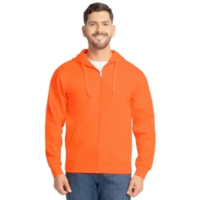 Image of Fruit of the Loom Unisex&#039;s Eversoft Fleece Hoodies, Pullover, Moisture Wicking &amp; Breathable, Sizes S 4x Hooded Sweatshirt, Safety Orange Full Zip, Medium