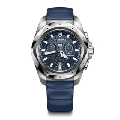 Image of Victorinox Men’s Watch I.N.O.X. Chrono Ø 43 mm, Swiss Made, Analogue Quartz, Water Resistant up to 200 m, Rubber Strap, Blue