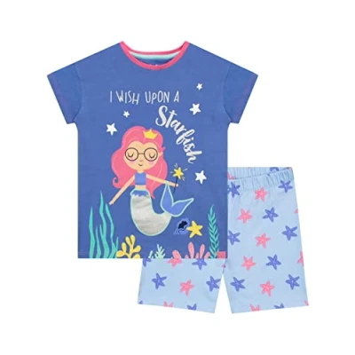 Image of Harry Bear Girls Short Pyjamas Mermaid Blue 9 10 Years