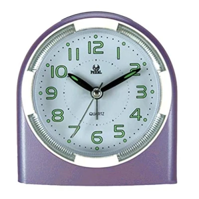 Image of KEMTAT Alarm Clock, Analogue Quartz Radio Controlled Travel with Snooze Function, Luminous Hands for Bedroom, Purple