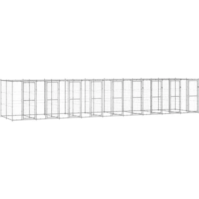 Image of vidaXL Outdoor Dog Kennel Galvanised Steel with Roof 21.78 m²