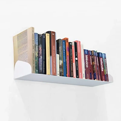 Image of MILUKA Floating Shelves White 60 cm Book Shelf Wall Mounted Metal for Wall, Bookcase, Kitchen Shelves, Bathroom and Bedroom in Home Decor 1 ud