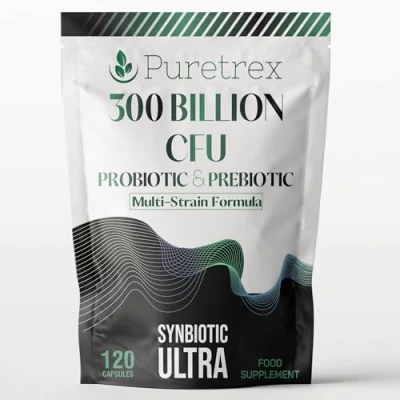 Image of PURETREX 300 Billion CFU Probiotic &amp; Prebiotic Multi Strain Formula, Synbiotic Ultra, 120 Capsules