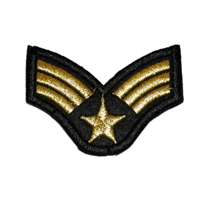 Image of MR 013 Senior Airman Air Force Army Military Rank Costume Gold Lace DIY Embroidered Sew Iron on Patch