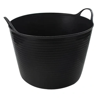 Image of Builders Basket Tool Trug Flexible Flexi Box Garden Bucket Large PLASTIC Storage (ONE 42L BLACK TRUG)