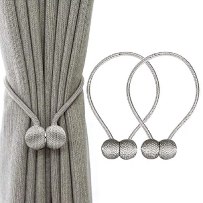 Image of IHClink 2 Pieces Magnetic Curtain Tiebacks Clips Rope Holdbacks Weaving Holder Buckles For Home Office Decorative UK patent 6036254 (Grey)