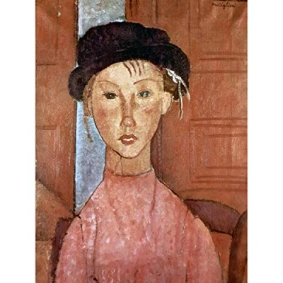 Image of Wee Blue Coo Amedeo Modigliani Girl With Hat Old Master Art Painting Canvas Print