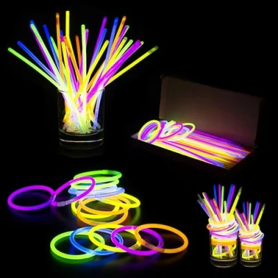 Image of 15pcs Premium 8 Inch Glow Sticks With Connectors To Make Neon Necklace Wrist Band Bracelets, Party Favours, Bag Fillers for Kids Accessories, Long lasting Children