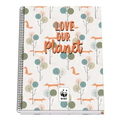 Image of DOHE A4 Squared Notebook Spiral Binding, 100 Sheets of 90 g/m², 5 mm Square, Hardcover, WWF Love Our Planet, School Supplies