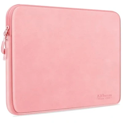 Image of Alfheim Laptop Sleeve 13 13.3 inch, Compatible with MacBook Pro, Air, Waterproof Shock Resistant Fashion Lightweight PU Leather Bag Case for Notebook Tablet iPad (Black)