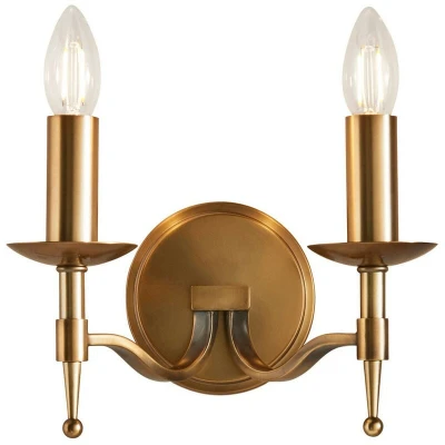 Image of Stanford 2 Light Indoor Twin Candle Wall Antique Brass, E14