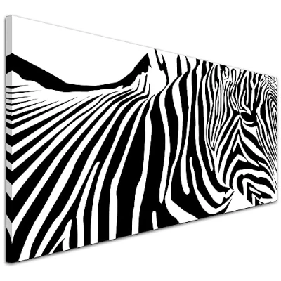 Image of Wallfillers Cheap Black and White Canvas Art of an Abstract Zebra Modern Animal Pictures 1022 118x49cm