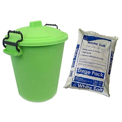 Image of KetoPlastics 50L coloured grit bin with 10kg rock salt (LIME)