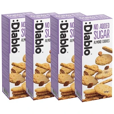 Image of Diablo Almond Cookies No Sugar Added Sweetened with Maltitol Gourmet Treats 145g ((Pack Of 4))