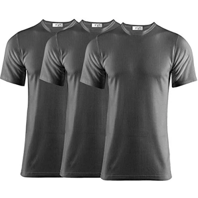 Image of Thread Linens 3 Pack Mens Thermals T Shirt, Body Warmer Base Layer Thermal Underwear Top for Men Size S XXL (Charcoal, XL)