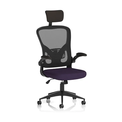 Image of Ace Executive Fabric Seat Tansy Purple Mesh Chair With Folding Arms