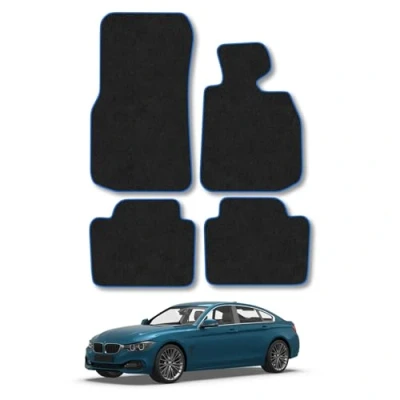 Image of Car Mats Compatible with BMW 4 Series F36 Gran Coupe (2013 2020) Tailored Fit Blue Carpet Floor Set Accessory Custom Pieces Anti Slip Backing &amp; Binding Trim Edge