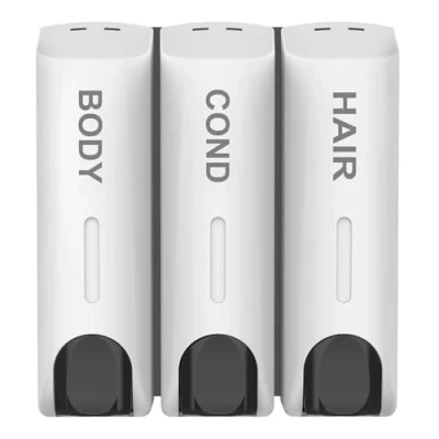Image of ILIKEPOW Soap Dispenser for Shower Gel Shampoo Conditioner Wall Mount Triple White