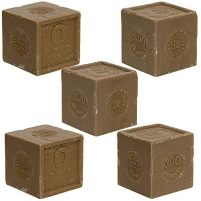 Image of Savon de Marseille French Soap Cube made with Organic Olive Oil Suitable for All Skin Types 300 Gram Cubes Set of 5