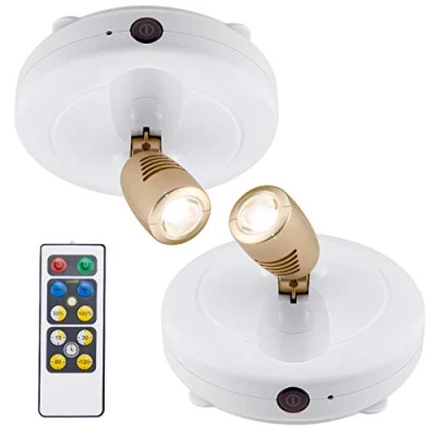 Image of BIGLIGHT Spotlight Battery Operated, LED Puck Light, Dimmable Uplight with Remote, Stick on Accent Light for Painting Picture Wall Artwork Photo Portrait Closet Plants, Warm White, 2 Pack