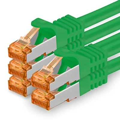 Image of 1aTTack.de Cat.7 Ethernet cable 0,25m Green Cat7 Lan Network 10GBASE T 10000 Mbps SFTP PIMF patchcable RJ45 plug