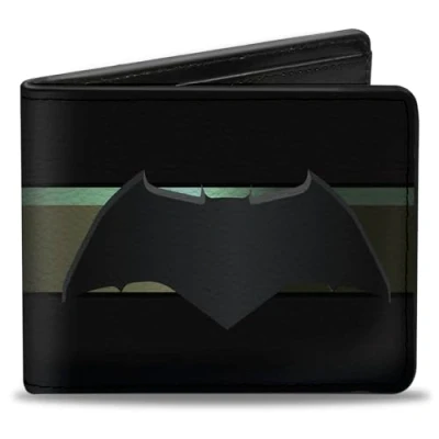 Image of Buckle Down Bi Fold Wallet Pu Bifold Batman 2017 Icon/Stripe Black/Gold Fade Mens