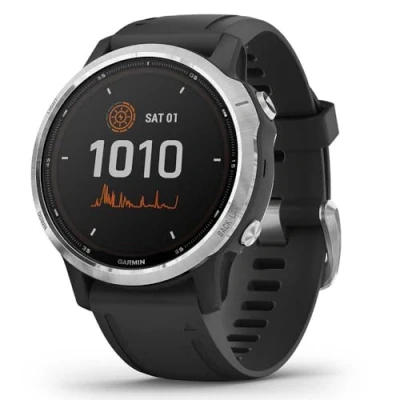 Image of Garmin fēnix 6S SOLAR, Smaller Multisport GPS Smartwatch, Solar Charging, Advanced Health and Training Features, Ultratough Design Up to 9 days battery life, Black