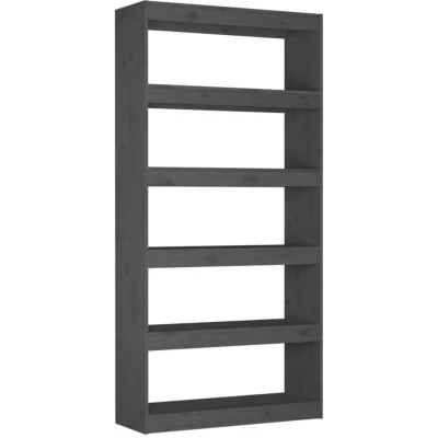 Image of vidaXL Book Cabinet/Room Divider Grey 80x30x167.4 cm Solid Wood Pine